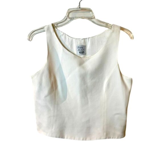 Moschino Tops - Moschino Cheap and Chic Crop Tank Top Ivory Sleeveless Shell USA 12 Vintage